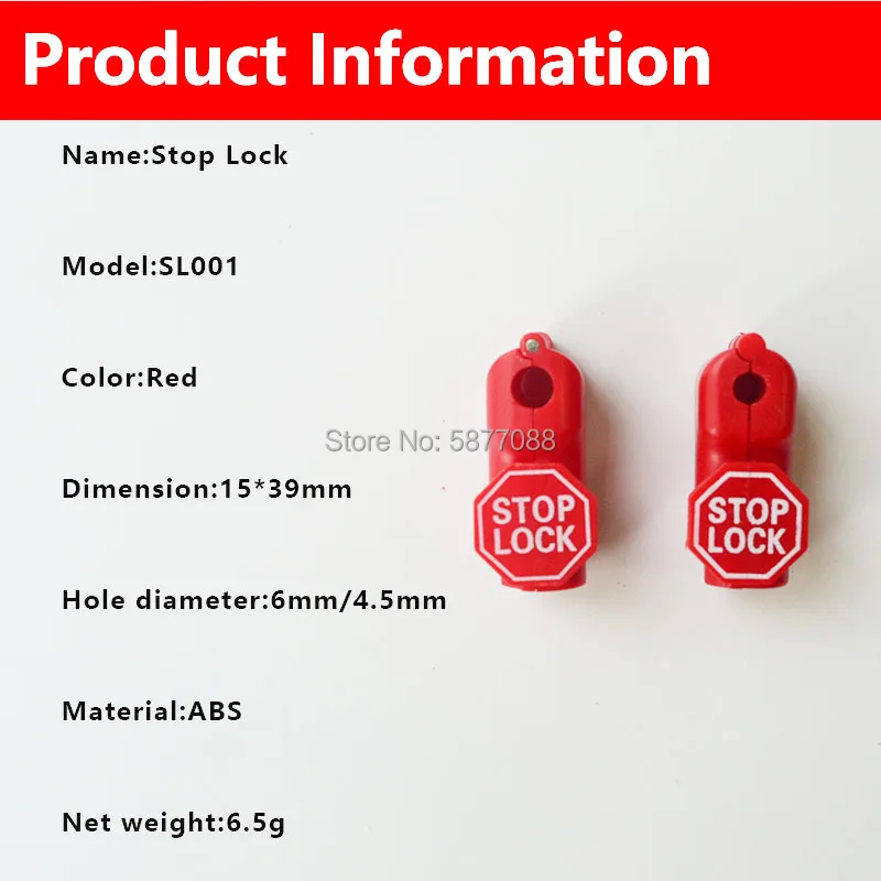 101pcs Stop Lock and Magnetic Key Detacher Lockpick Store Display Security Hook Stem&Peg Stoplok Plastic Little Red Lock 6mm