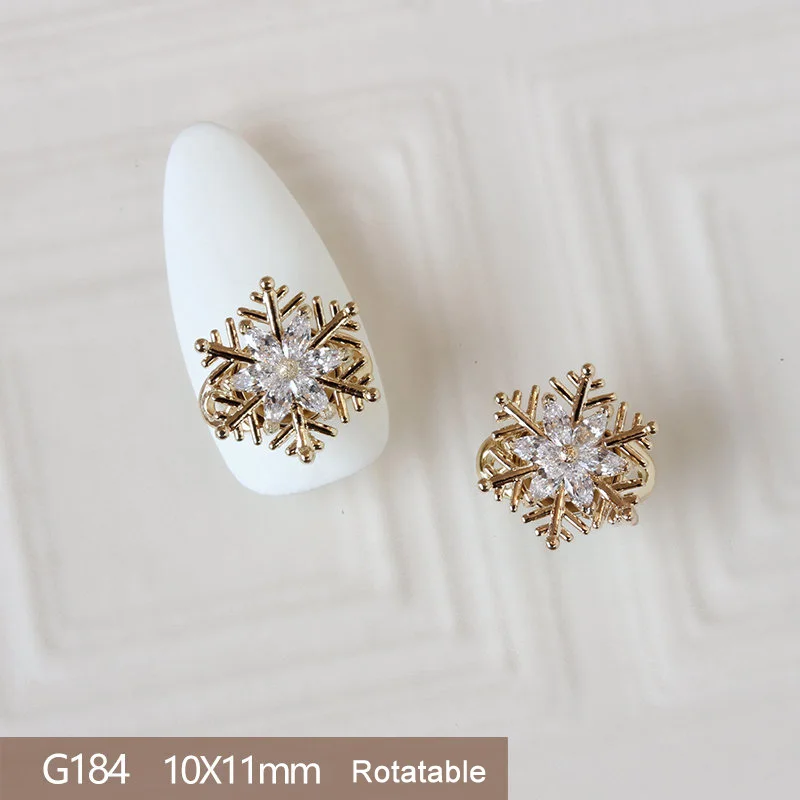 

10pcs/lot 3D Alloy Winter Rotatable snowflake Nail Art Zircon Metal Manicure DIY Nails Accessories Decorations Supplies Charms