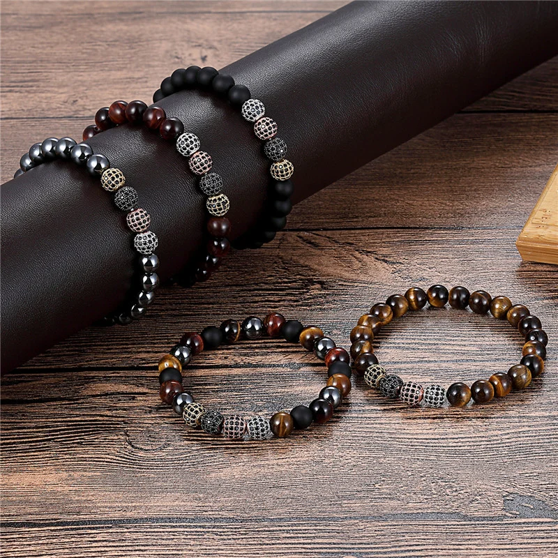 2020 Fashion Tiger Eye Hematite Black Obsidian Beads bracelet 8mm Natural stone Bracelet Men\'s Bracelet Women Bracelet Pulseira