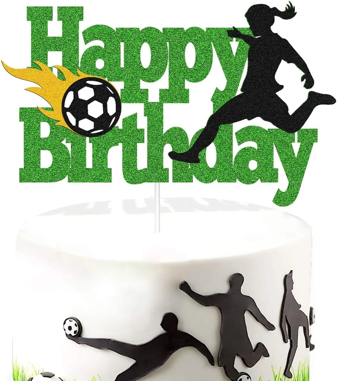 Football Cake Topper Boy Girl Soccer Happy Birthday Cupcake Toppers Party Dessert Wedding Decoration Baby Shower Baking Supplies