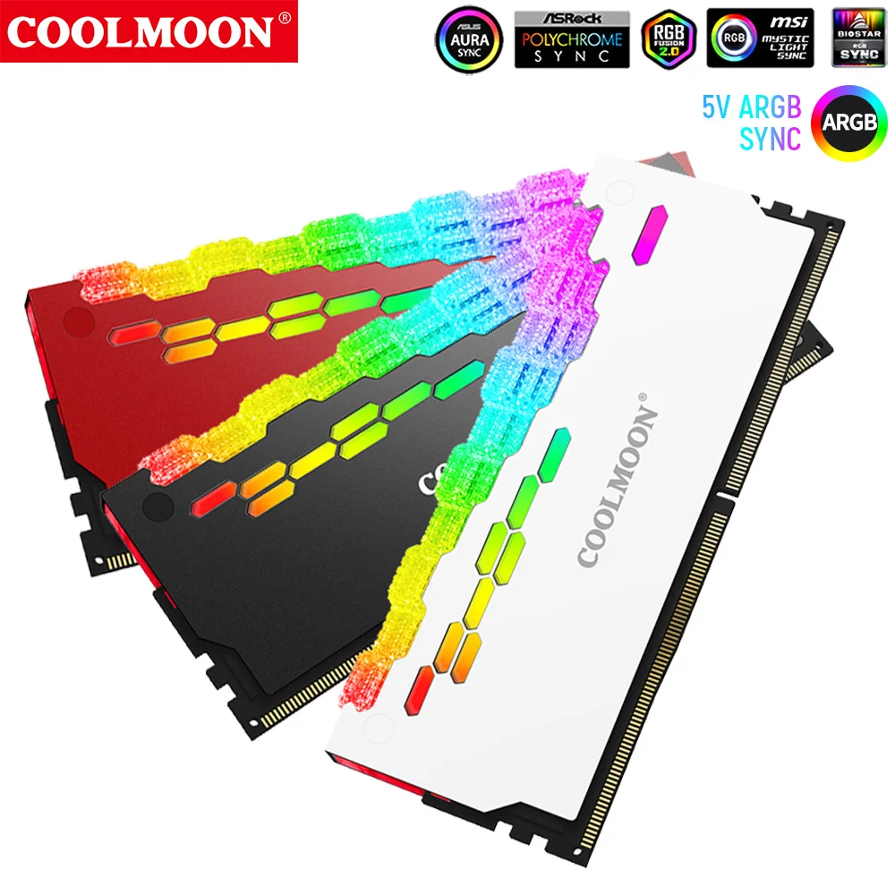 

COOLMOON RA-2 RAM Dragon Armor Memory Heat Sink 5V ARGB Radiator Vest 3 4 Pin Cooler Cooling Heatsink For Desktop Computer PC