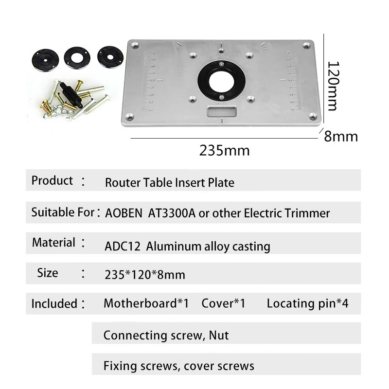 AOBEN Multifunzionale In Alluminio Router In Legno Da Tavolo Piastra di Inserimento per Elettrico Fresatura Guarnizioni Macchina Lavorazione Del