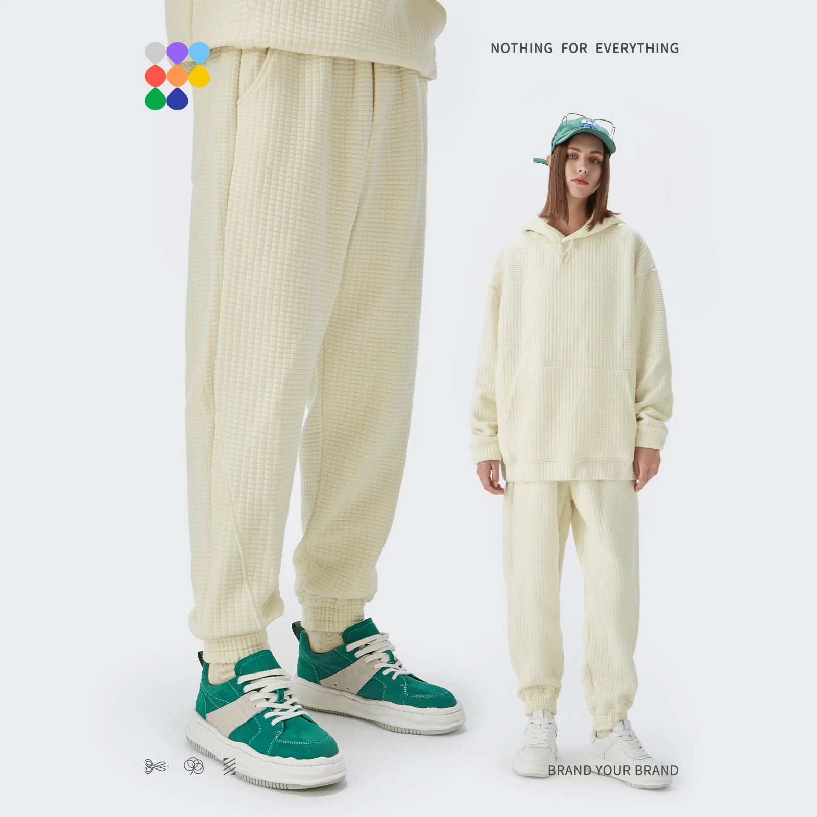 

INFLATION Winter Thick Warm Casual Pants Couple Fashion Waffle Knitted Pants Men Plain Joggers Pants Women Trousers