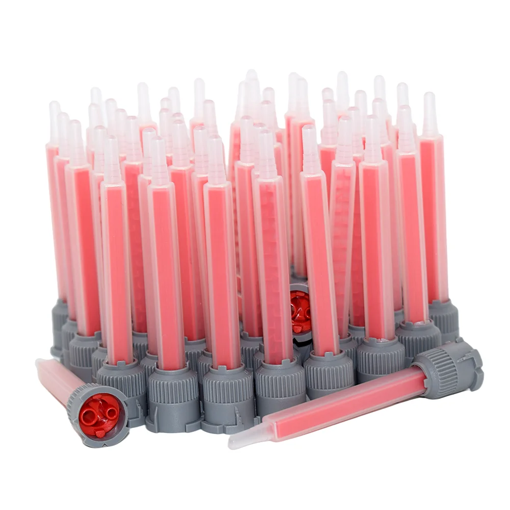 50pcs 10:1 Static Mixing Nozzle AB Glue Mixed Tube Epoxy Resin Adhesive Applicator Static Mixer 90mm Square Mixing Nozzle Set