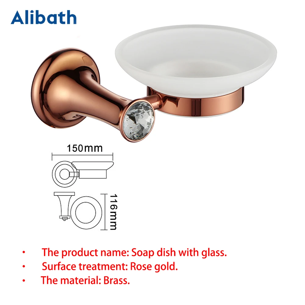 Luxury Rose Gold Bathroom Accessories Brass Wall Mounted Toilet Brush Paper Towel Holder Rack Glass Shelf Bath Hardware Set.