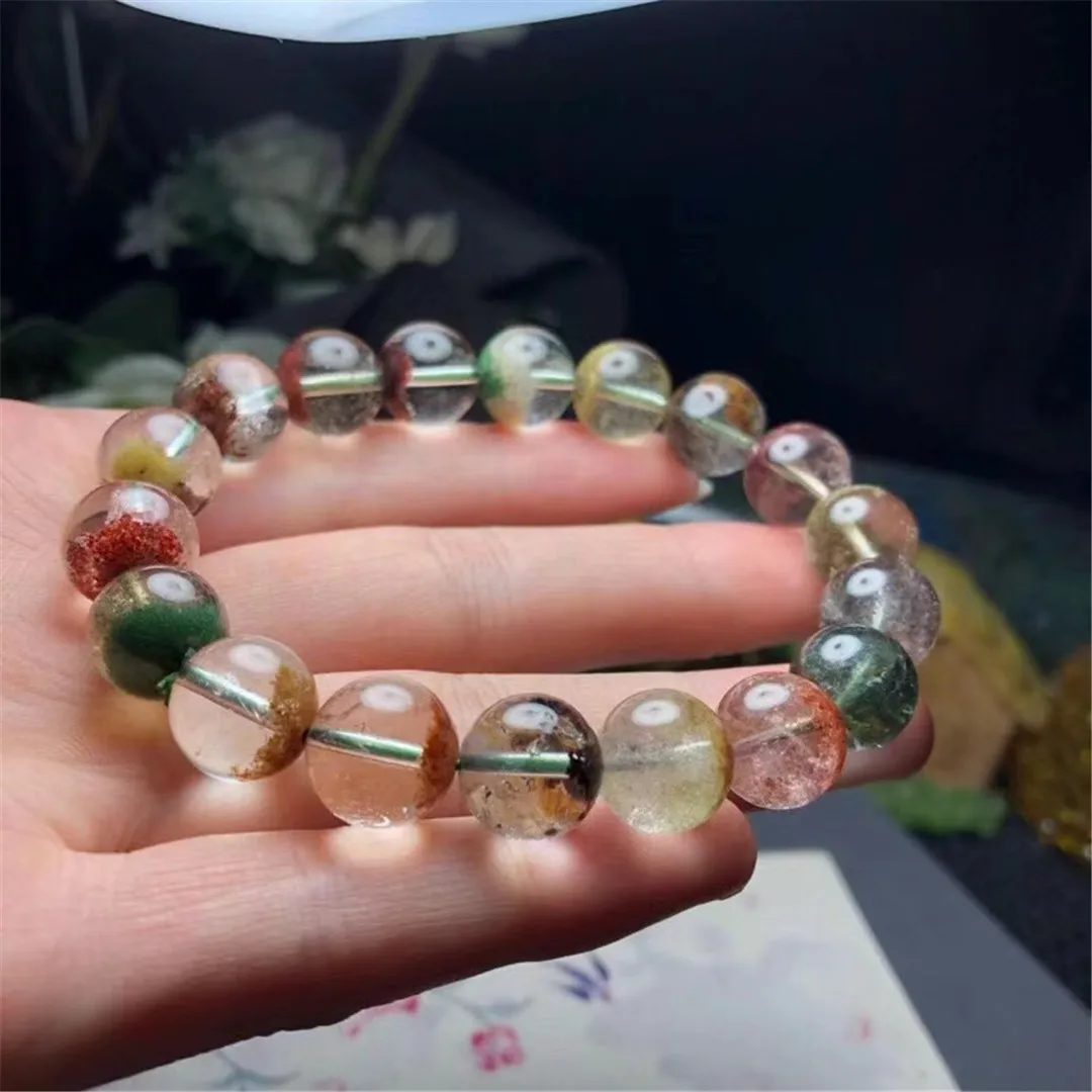 

11mm Top Natural Ghost Phantom Quartz Bracelet For Woman Lady Man Healing Gift Beads Garden Clear Crystal Strands Jewelry AAAAA