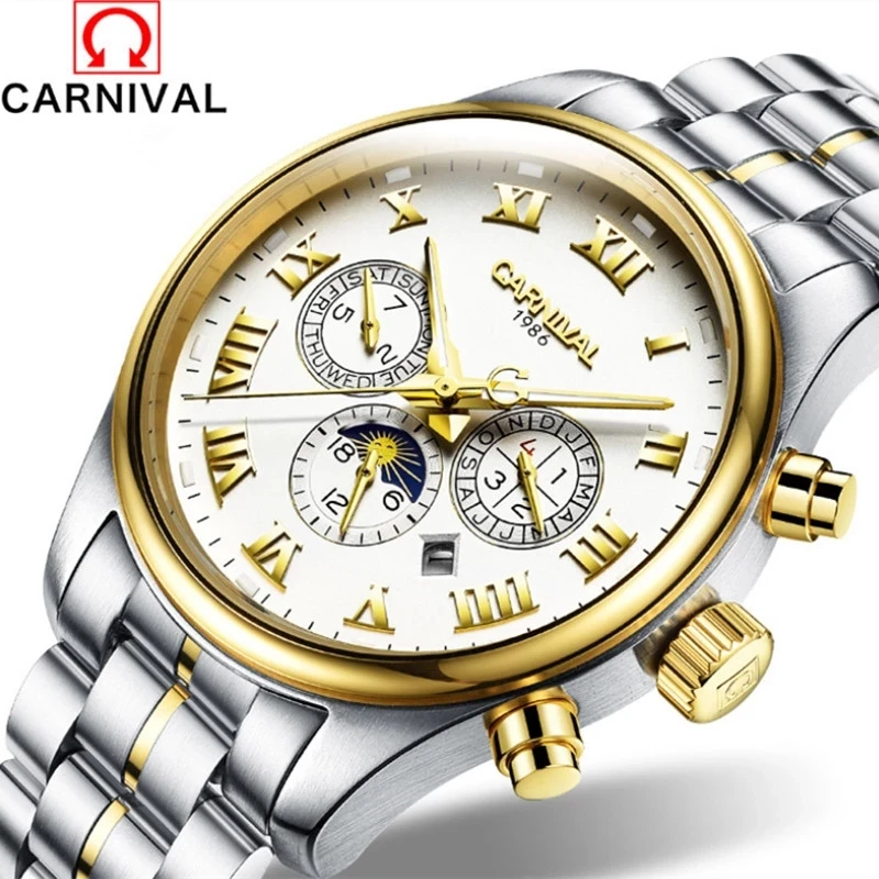 

CARNIVAL Men's Mechanical Watch Brand Luxury Automatic Movement Wristwatch Waterproof Stainless Steel for Men 2025 Montre Homme