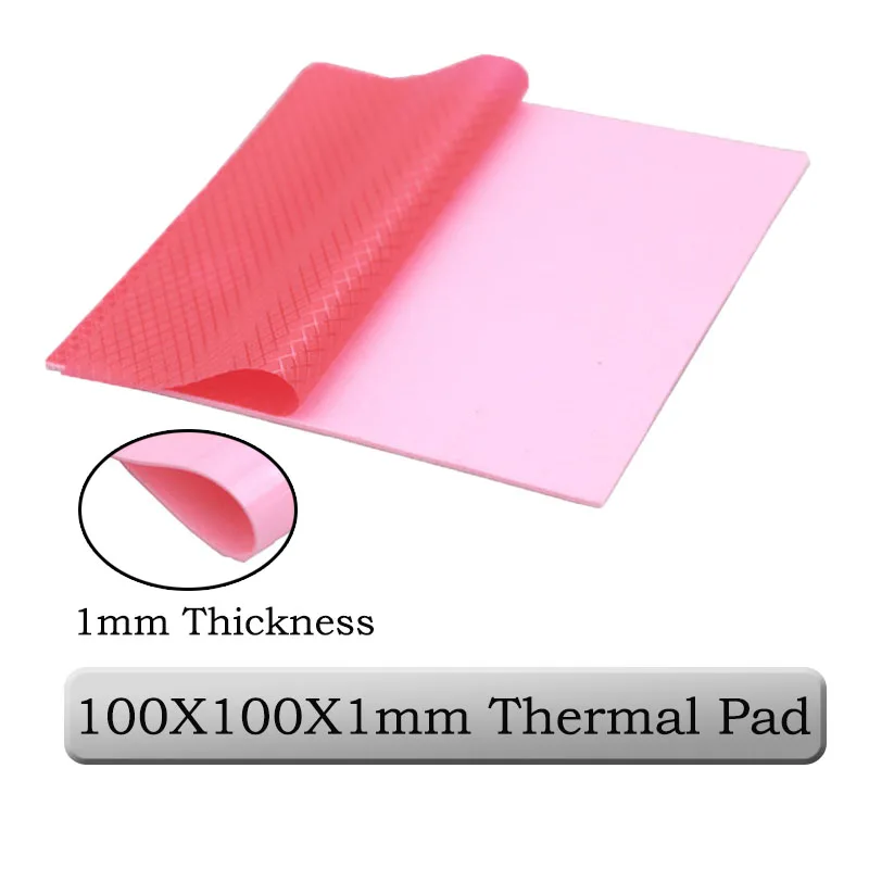 Gdstime-almohadilla de silicona conductora térmica, 1 pieza, 100mm x 100mm x 1mm, 0,1 cm de espesor, color rosa