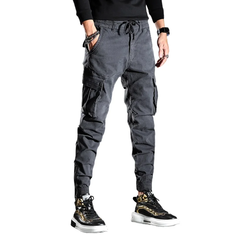 Men's Cargo Pants Streetwear Pencil Pants Tactical Multi Pocket Cotton Drawstring Joggers Trousers