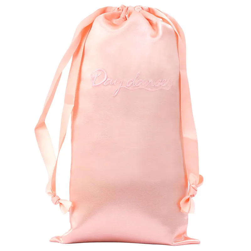 Drawstring Ballet Pointe Shoes Bags Satin Dance Slippers Bags Pink Accessory for Girls Women