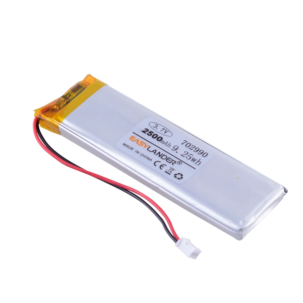 3.7v 2500mAh Polymer lithium battery 702990 bar LED lamp rechargeable toy medical equipment Hunting dog GPS battery 703090