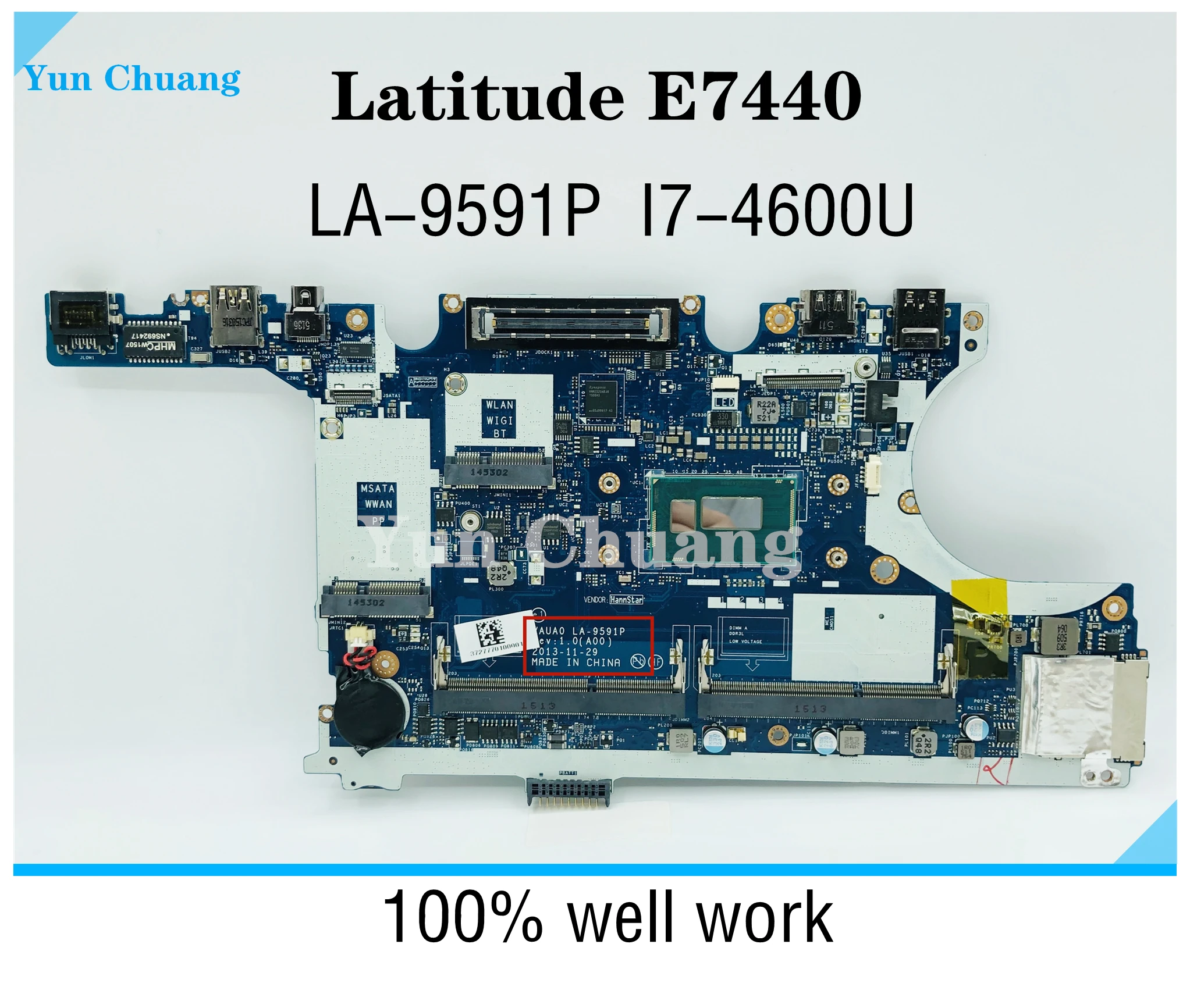 

VAUA0 LA-9591P CN-0WK2DM Mainboard For Dell Latitude E7440 Laptop Motherboard SR1EA i7-4600U CPU DDR3L 100% Fully tested