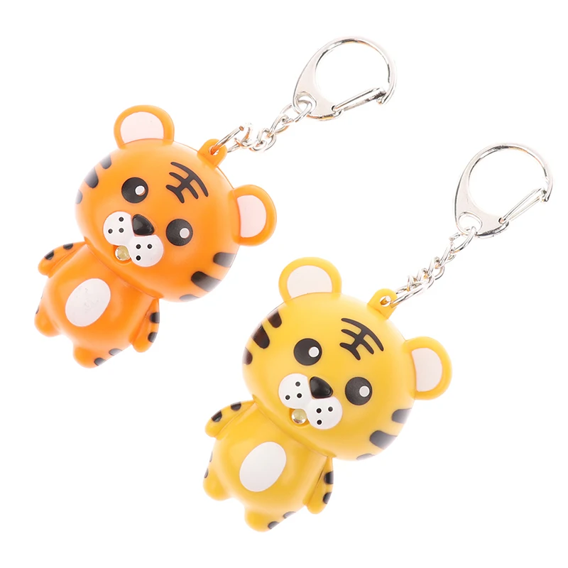 LED Luminous Sound Cartoon น่ารัก Tiger Keychain Key Ring Charm กระเป๋าจี้ Key Chain Keyring เครื่องประดับสำหรับผู้หญิงผู้ชายเด็ก