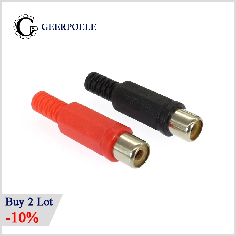 10 pcs/lot RCA Round Hat AV Male Connectors Plastic Housing Stereo Audio Plug Channel Dual Connector DIY