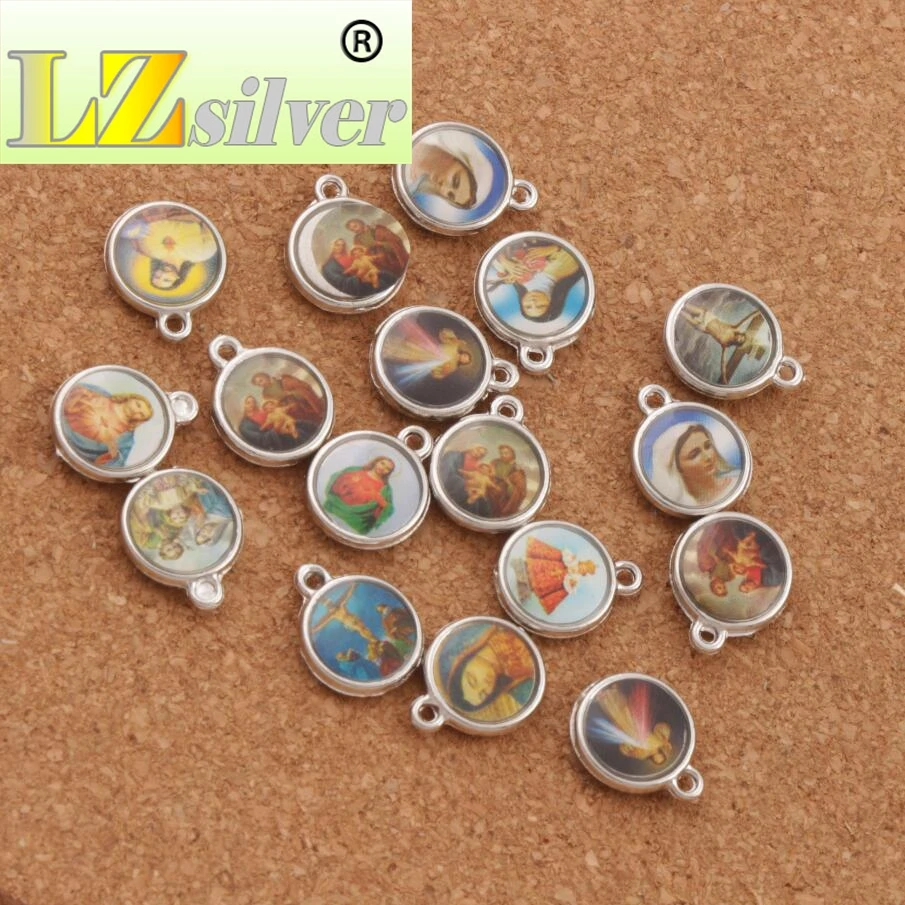 Catholic Religious Church Medals Saints Spacer Beads Pendants Alloy   Jewelry DIY L1706 200pcs 14x11.4mm Zinc Alloy