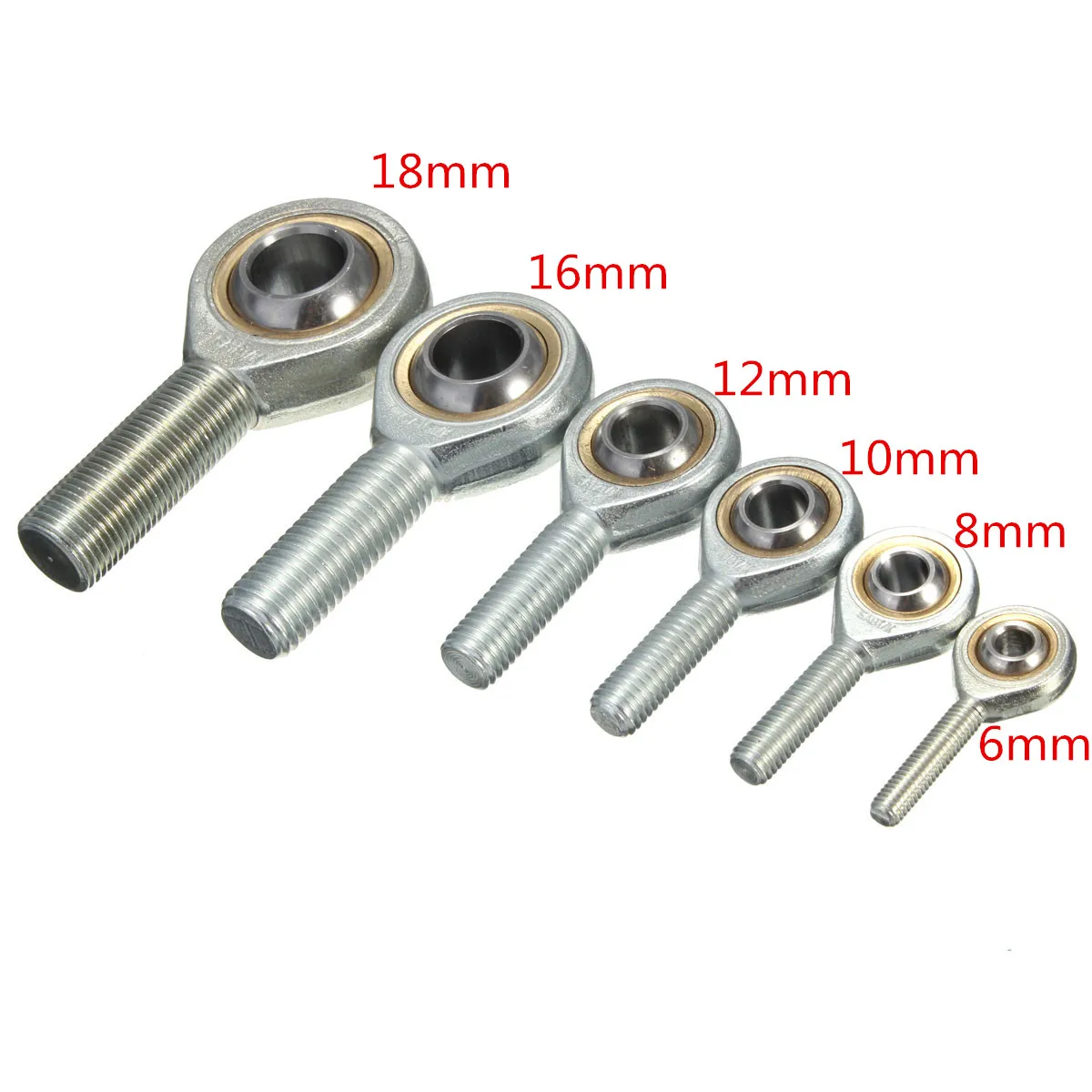 Thread Shafts Silver 6-16mm Dia Male Threaded Single Row Joint Rod End Oscillating Bearing Right Hand Thread Shafts