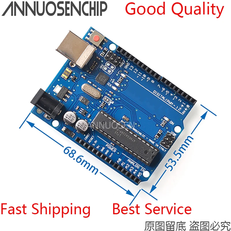 1 шт., официальная коробка для UNO R3, ATMEGA16U2 + чип MEGA328P для платы разработки Arduino UNO R3 + USB-кабель в наличии, ANNUOSENCHIP