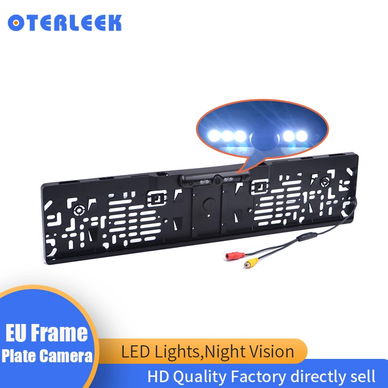 Cámara de visión trasera LED HD para coche, marco de matrícula de la UE, cámara de marcha atrás impermeable para Monitor ESTÉREO