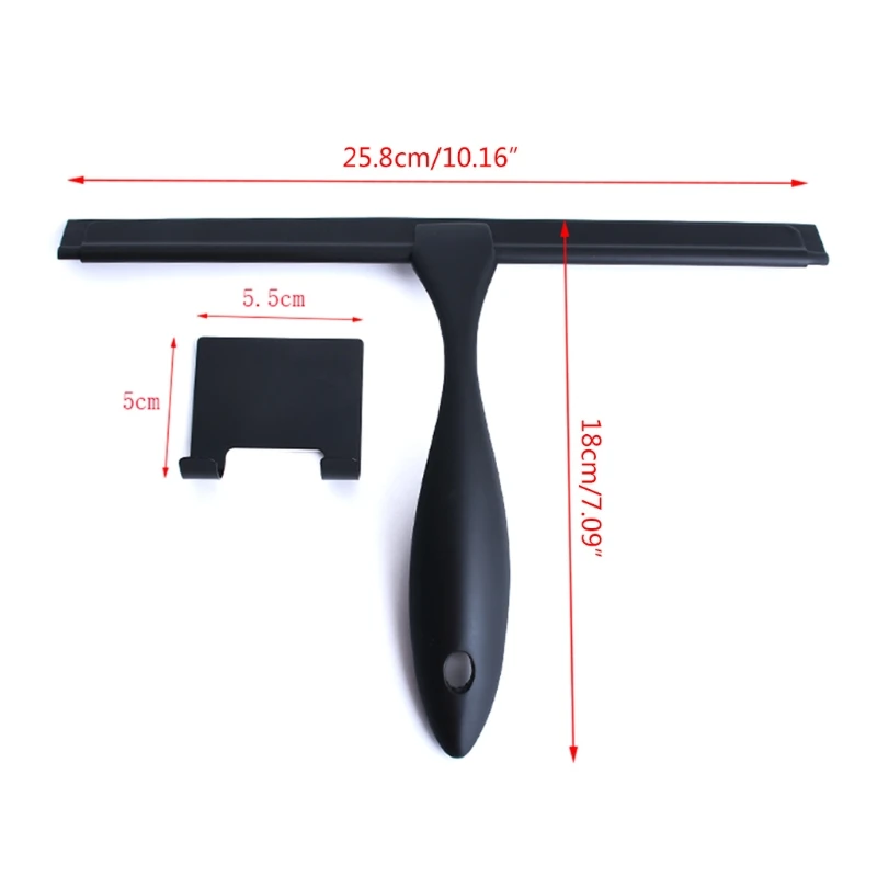 Q1JB Shower Squeegee Stainless Steel Matte Black Squeegee for Bathroom Doors Mirrors Tiles Car Windows with Hook Wiper Cleaner