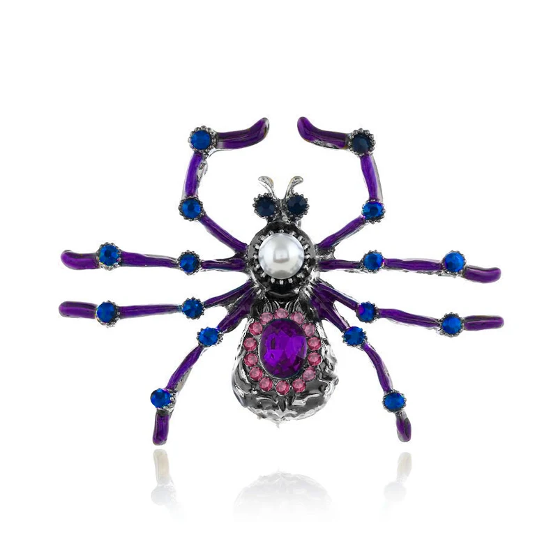 Morkopela Spider Enamel Brooch Insect Rhinestone Pin Women Men Brooches Simulated Spiders Scarf Clip Clothes Pins Jewelry