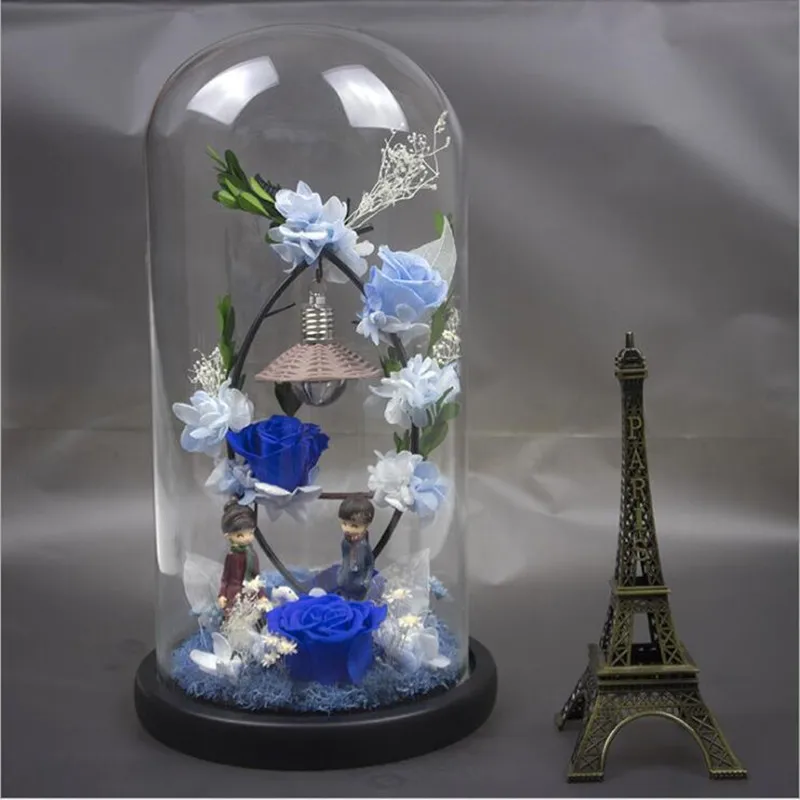12*30cm Big Size Glass Dome Vase Home Decoration Black Base Transparent Cover DIY Friend Gift WeddingLive Prop