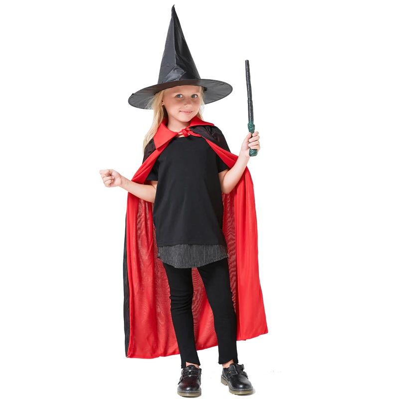 의상 할로윈 마녀 검은 망토 레드 뱀파이어 케이프 악마 판초 의류, 어린이 여성 남성 파티