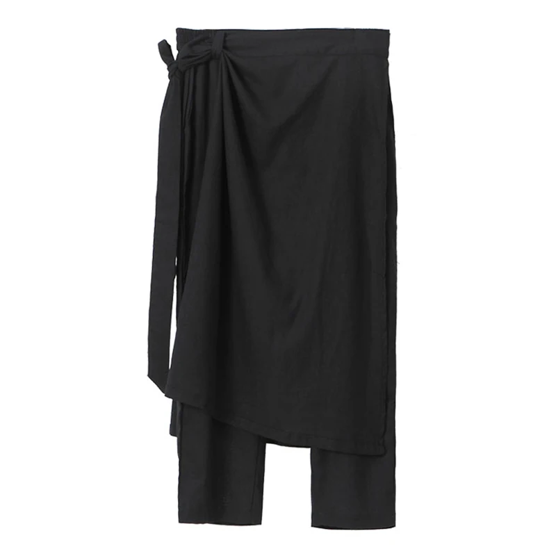 Verão escuro departamento destacável design culottes men falso dois nove quartos calças casuais masculino