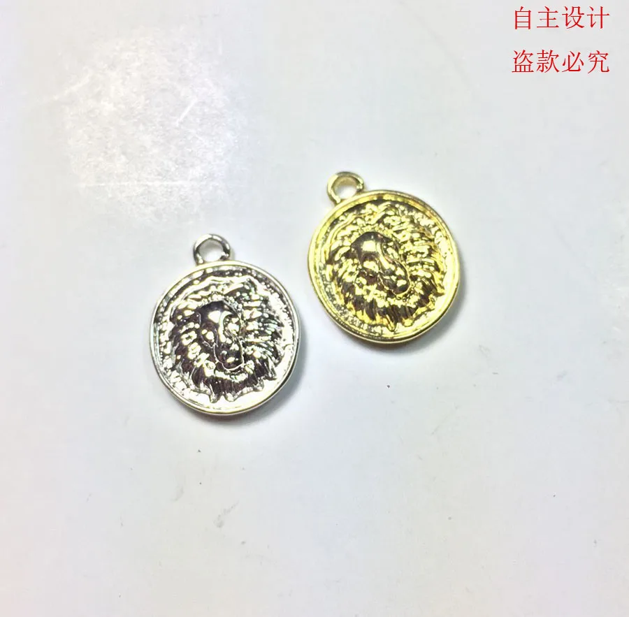 Eruifa 20pcs 13mm Mini Lion Head Zinc Alloy DIY Charms Pendant  Jewelry Handmade DIY 2 Colors