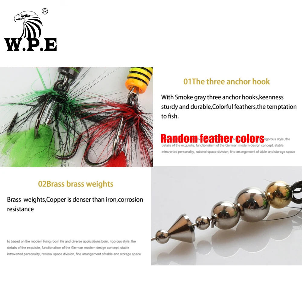 W.P.E KOMODO 1pcs Spinner Lure 11.1g/16.9g Metal Fishing Lure Artificial Hard Bait Feather Spoon Fishing Tackle  Crankbait Pike