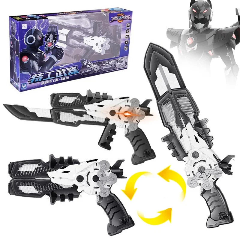 Three Mode Mini Force Transformation Sword Toys with Sound and Light Action Figures MiniForce X Deformation Weapon Gun Toy