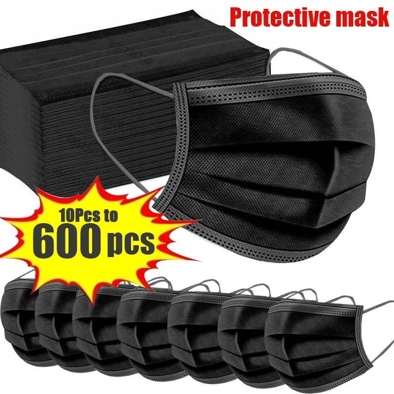 Mascarilla quirúrgica certificada para adultos, tapabocas de color negro, de 10 a 600 piezas