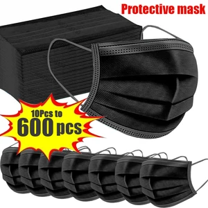 10-600 PCES certified medical masks surgical mask black adult mascarillas mascara mascara mascarillas 12 Main Sales Black Mask - №10