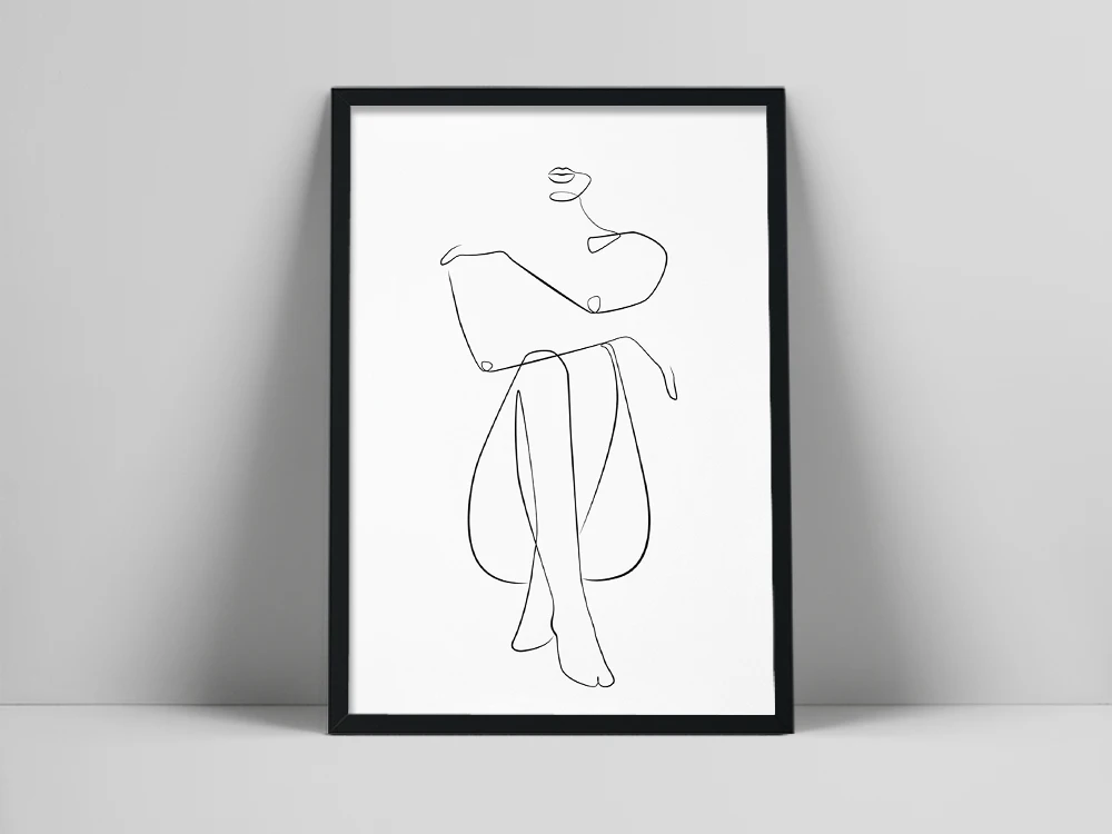 رسم خط واحد للسيدات، طباعة شخصية أنثى، لوحة فنية جدارية لجسم المرأة، فن عاري قابل للطباعة، ملصق تجريدي، السيد، e wall deouette، anlis #1