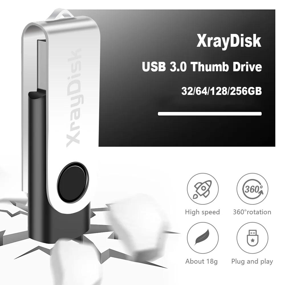 XrayDisk-デスクトップおよびラップトップ用の外部ストレージメモリ,USB 3.0,32GB,64GB,128GB,256GB,1USB3.0キー