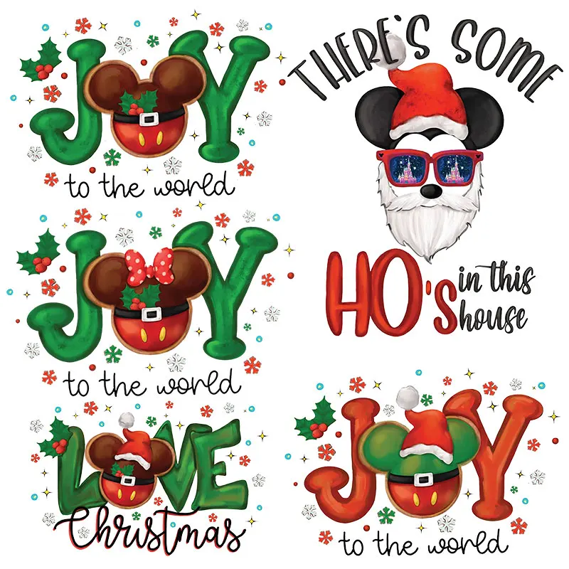 

Christmas Festivals Patterns Mickey Disney Stickers Patches for clothing Thermal Transfers Decals Patch Adhesive patches