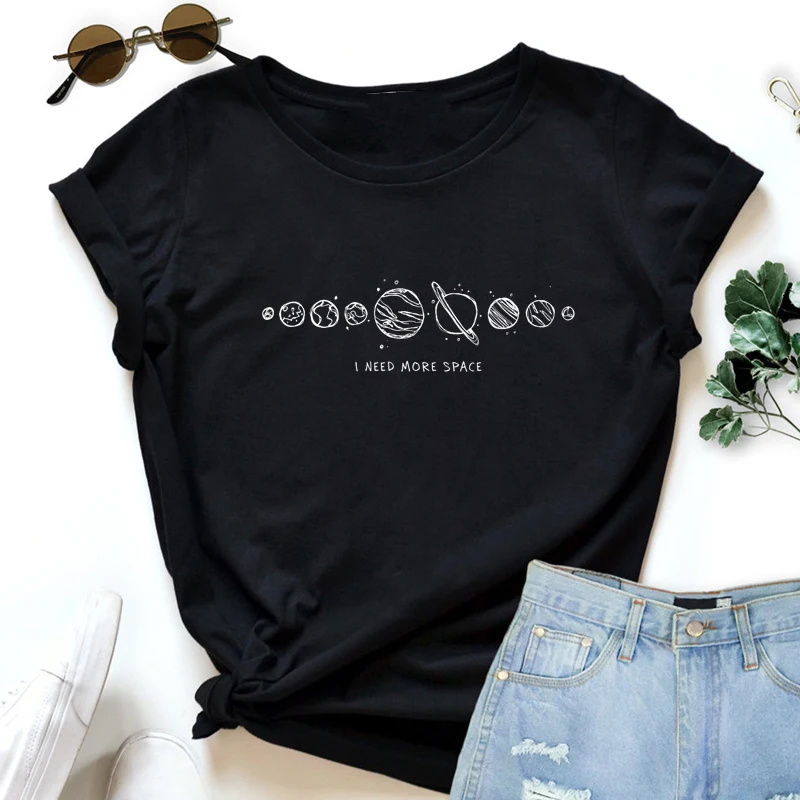 I Need More Space T-shirt Aesthetic Hipster Quarantine Introvert Tshirt Vintage Women Solar System Astronomy Top Tee Shirt