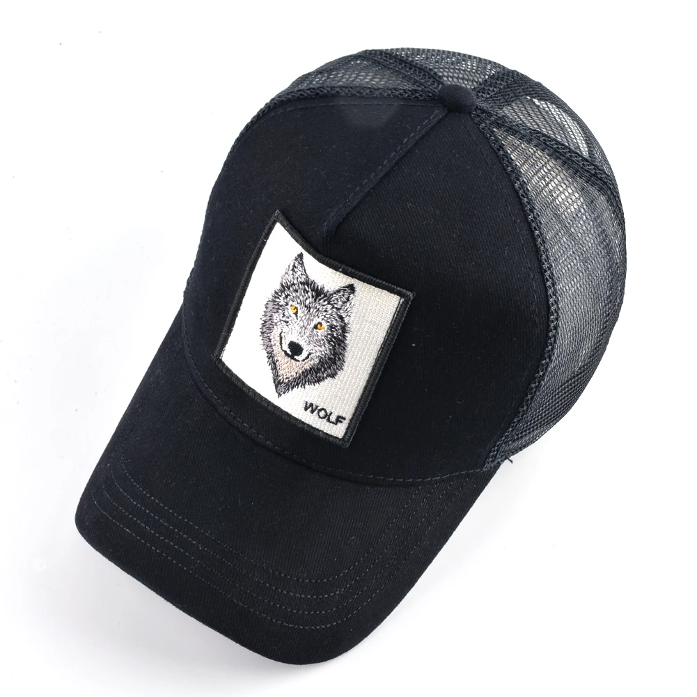 Embroidered wolf baseball caps men animal Mesh Snapback cap Sun visor hats for women Hip Hop Hat Cotton solid color trucker bone