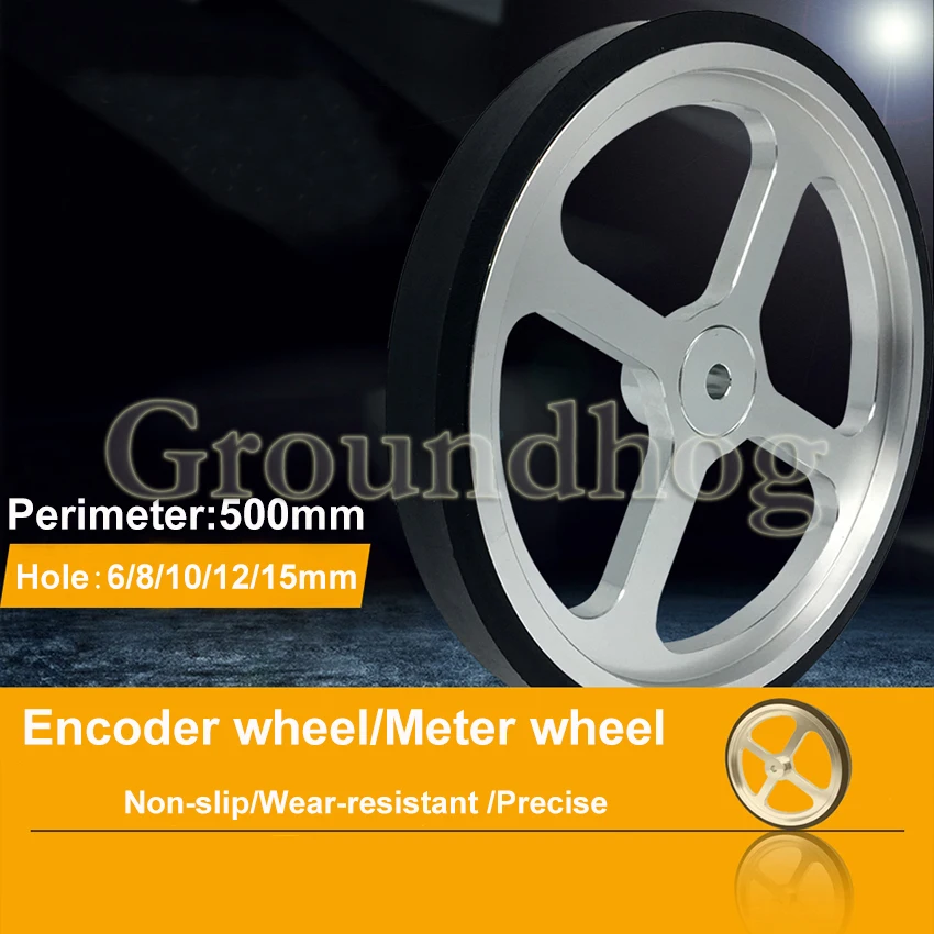 Aluminum Encoder meter wheel Synchronous wheel OVW Length measuring rubber wheel Dia 160mm hole 6 8 10 12 15mm