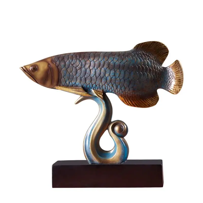 38 CM EUROPEAN AROWANA FURNISHING FISH STATUE CREATIVE RESIN ART&CRAFT HOME DECORATION DESKTOP DECORATION OFFICE R2303