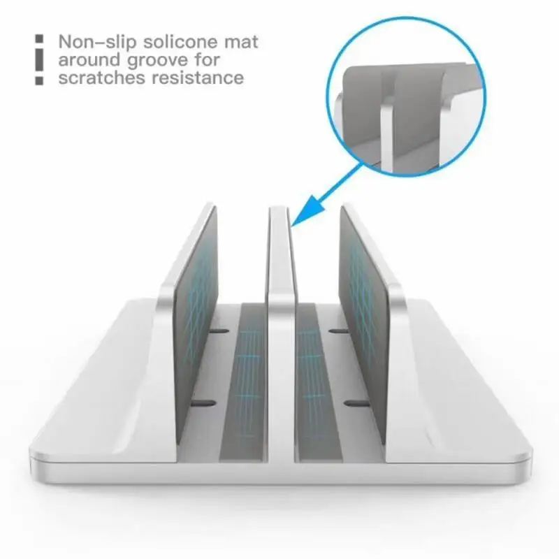 Laptop Stand, Vertical Stand, PC Stand, Holds 2 Devices, Adjustable Holder Width, Aluminum Alloy Material, Anti-Slip and Stable