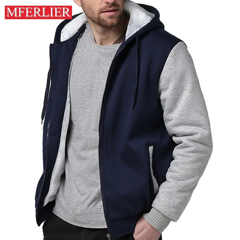 MFERLIER Plus Size Autumn Winter Fleece Hoodie Men 5XL 6XL 7XL 8XL Bust 154cm Casual Large Size Hoodies 4 colors