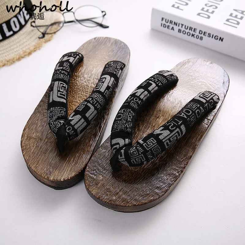 WHOHOLL Geta Anime Cosplay disfraces, sandalias japonesas Geta, zapatos planos de madera, zuecos, chanclas, verano, hombre