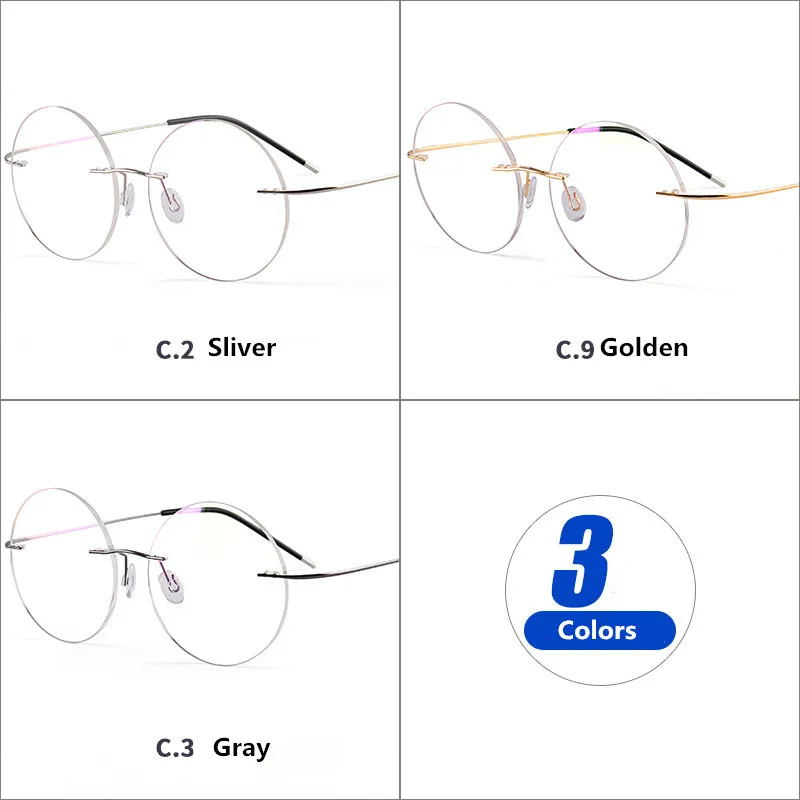 Titanium Men's Round Rimless Glasses Frame Women Transparent Eyeglasses Optical Myopia Business Clear Spectacle Frame Fashion