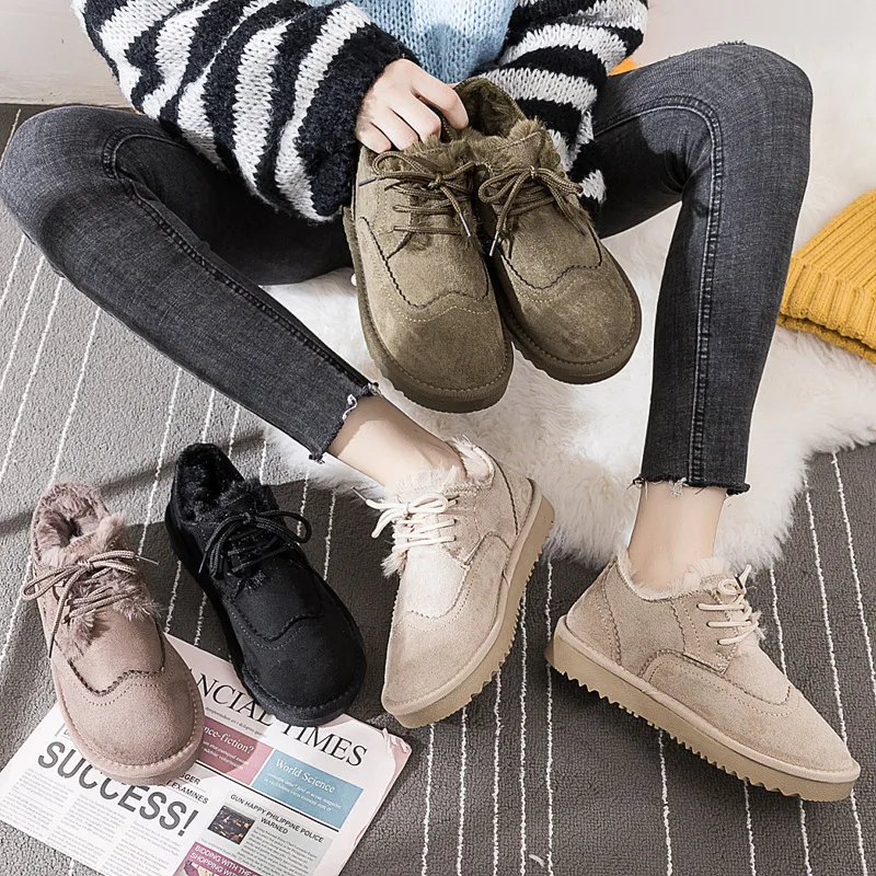 New Women's Winter Warm Cotton Shoes Korean Version Tide Short Tube Plus Velvet Thick Snow Boots Students Ankle Boots