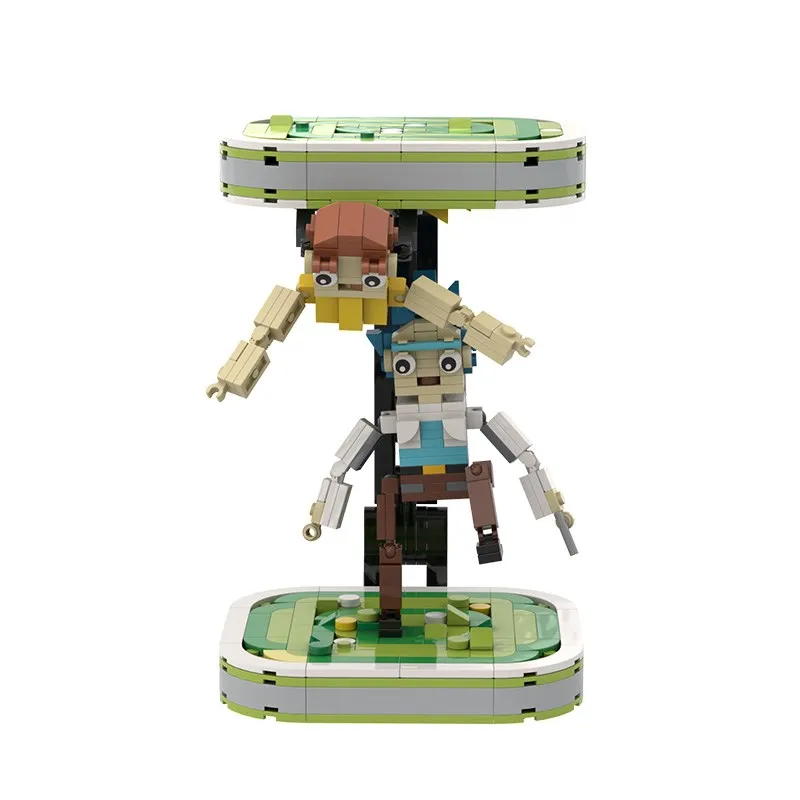 Buildmoc Movie Cartoon Anime Figure Ricks and Grandson Spaceship Travel Through Time and Space  Model Building Blocks Toys Kid