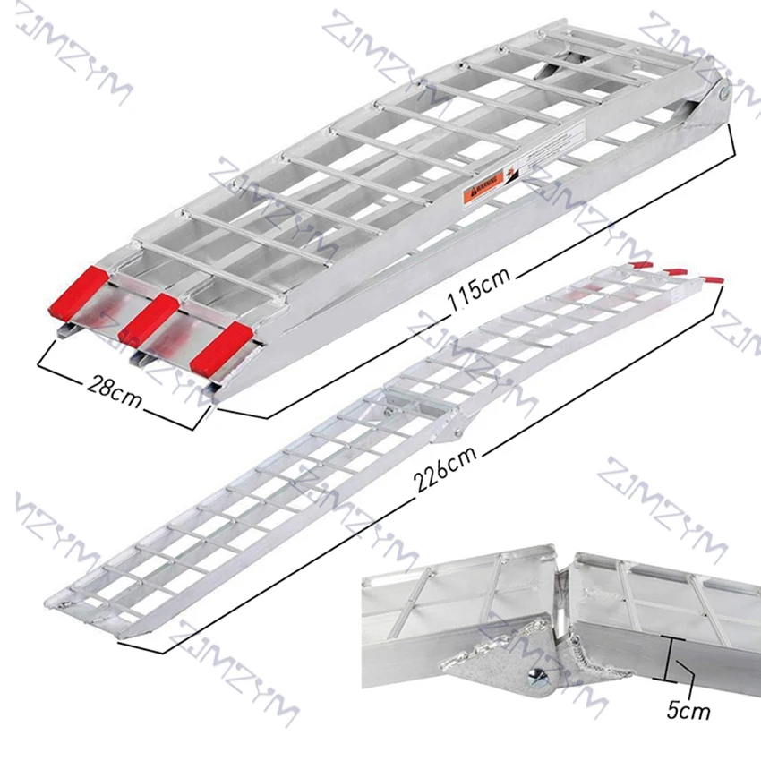 Folding Ladder Steps Motorcycle Loading Trailer Transportation Loading Folding Stairs Aluminum Alloy Ladder Cimbing Ladder 226CM