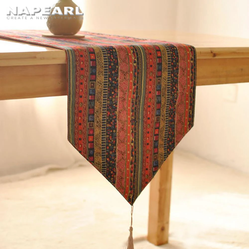 NAPEARL Custom Made Foreign  Modern European Style Garden Coffee Stylish Simplicity Tassels Table Runner Flags 30x140cm