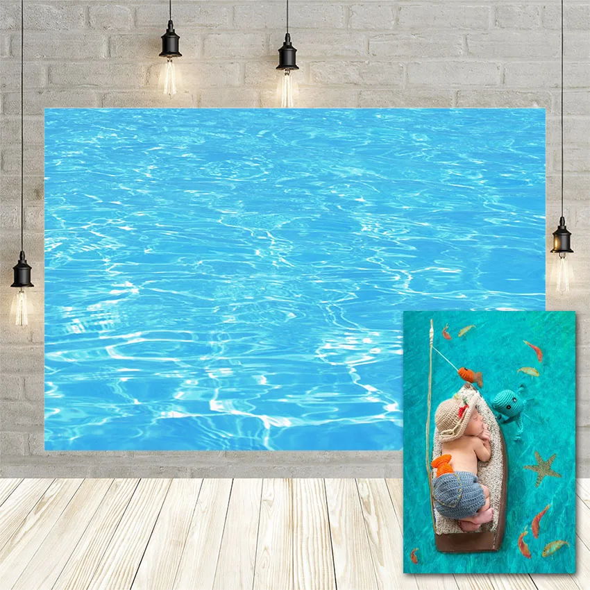 Avezano Rippling Pool Party Blue Sea Backgrounds For Photography Summer Newborn Portrait Kids Birthday Backdrop Photocall Studio