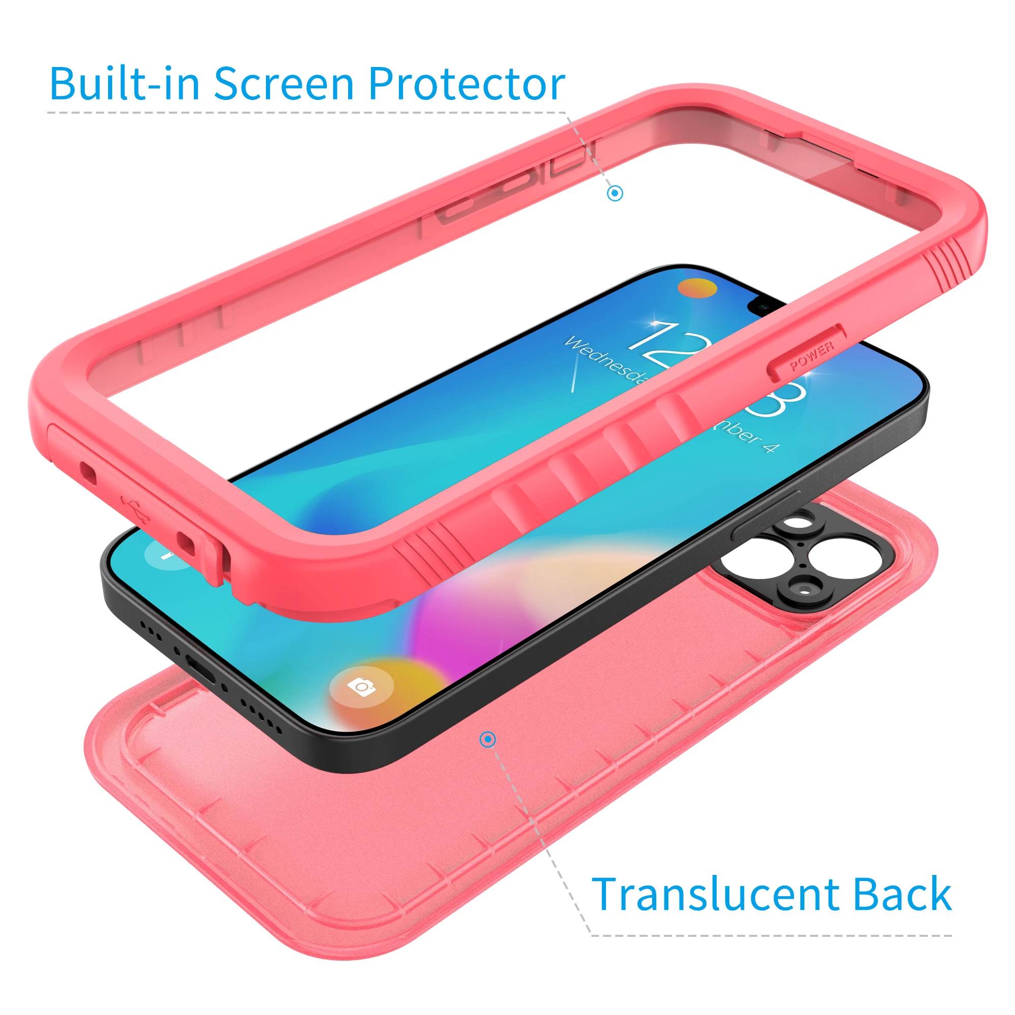 SOKUSIN آيفون 15 14 13 12 11 16 برو ماكس حافظة مقاومة للماء 7 8 Plus SE2022 كاميرا شاشة تحت الماء واقية غطاء كامل الجسم