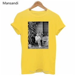 Audrey Hepburn Alpaca Print Vintage T Shirt Women Pink Yellow T-Shirts Tumblr Clothes Hip Hop Tshirt Hipster Streetwear